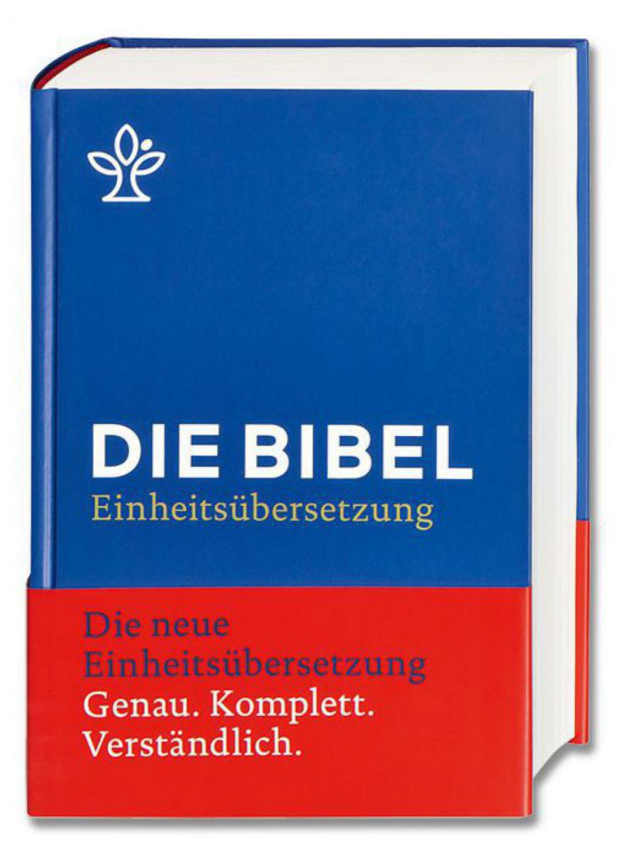 Cover der Standardausgabe der Einheitsübersetzung in blauer Farbe mit roter Banderole.